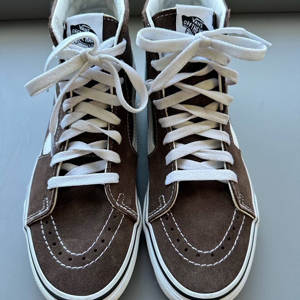 Vans Brown and White High-Top Sneakers